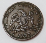 1837, 1/2 Cent worth of Pure Copper, Standard Weight and Value, token