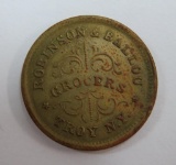 1863 Civil War Token, Robinson and Ballou Grocer Troy NY