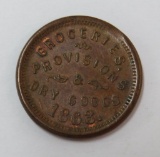 1863 Civil War Token, Joseph Fischbein, Milwaukee Wis, Grocer and provisions