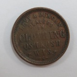 1864 Flying Eagle Civil War Token, Levy & Duncan clothing Oshkosh Wis