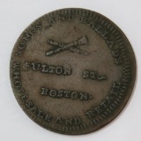 Civil War Token, Wm Rutter Red Store, Boston, Songs and Ballads, cash for rags and junk iron, 1