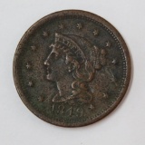 1849 Liberty Head, braided hair, Large Cent