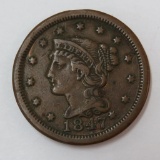 1847 Liberty Head, braided hair, Large Cent