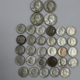 Silver dimes and quarters, Eisenhower and Washington, 30 coins