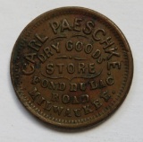1863 Carl Paeschk Dry Goods Store Milwaukee, Civil War Token
