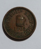 1863 Philip Best Lager Beer, Civil War Token, Empire Brewery Milwaukee