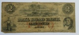 2 Dollar Railroad Bank Adrian, State of Michigan, signed and numbered 21886