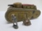 Marx tin key wind tank, Barclay gunner and composition soldier