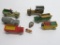 Six wooden toy vehicle lot, decoder ring