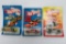 Three vintage Hot Wheels on blister pack, The Hot Ones