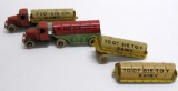 Tootsie Toy trucks, Dairy Tanker and Domaco Gasoline Tanker, 5 1/2