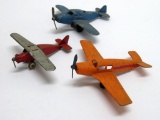 Three die cast metal planes, tootsie toy, 3 1/2