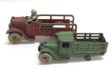 Arcade cast iron stake truck and cast iron fire truck, 5