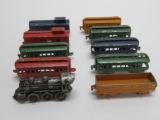 9 Tootsie Toy die cast train cars and unmarked engine, 3