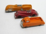 Three Tootsie Toy and Manoil cars
