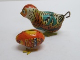Metal wind up Chein chicken and key wind chick, 1 1/2