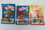 Three vintage Hot Wheels on blister pack, The Hot Ones