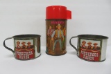 Bonanza Thermos and two tin cups