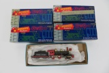 Model HO Train cars and engine some with boxes, Roundhouse and Athearn