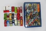 21 Matchbox cars and collector case