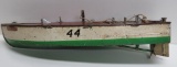 Metal Lionel Craft racing boat #44, key wind, working, 16 1/2