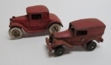 Two Cast iron cars, Arcade and C Williams, 3 1/2