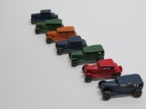 Seven Tootsie Toy Sedan cars, 2