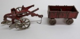 Arcade cast iron wagon and plow