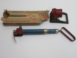 cast iron fire cracker cannon and automatic repeating paper gun with partial box