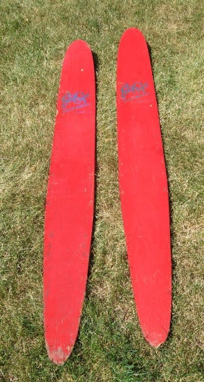 Vintage wooden Ski Craft Olympic water skis, no fin or bindings