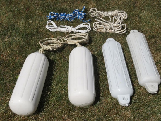 Four boat bumper bouys and ropes