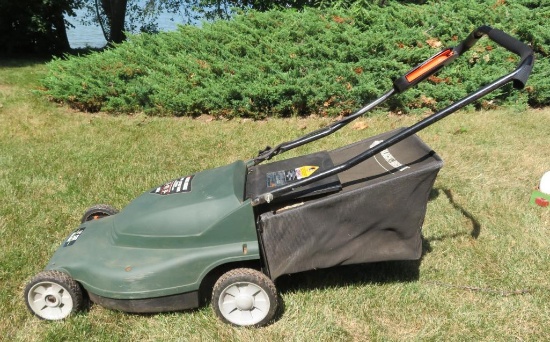 Black and Decker electric lawn mower with mulcher bagger, 18" cut