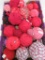 24 Farmhouse Rag Balls, reds and pattern, 2 1/2