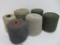 Six Large spools of tweed berber style, wool blend, greys and greens, 7