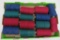 14 carpet warp spools, blue, green and reds, 6