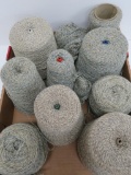 9 large and medium size spools, variegated, oatmeal-blue and creme