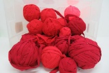 21 red Farmhouse rag balls, 4