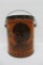 B Leidersdorf Co Milwaukee, Ethnic Tobacco can with lid, amber