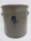 2 gallon crock, grey with cobalt 2, 9 1/4