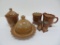 Greentown chocolate slag glass table service pieces, 6 pieces