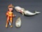 Davy Crockett and Mermaid hand blown ornaments, collectible and vintage
