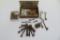 Large lot of early skeleton keys and escutcheons, metal and porcelain