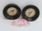 Two bird colored engravings and bird bone dish