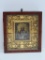 Ornate framed and period cased Russian icon, metal overlay