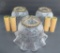 Three lovely floral etched lighting shades, 5