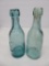 Two Milwaukee aqua blob top bottles, 7 1/2