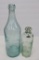 Milwaukee Hutch and Blob top bottles, green and aqua, Weissenberger