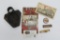 Chore Boy Engine advertising card, 1919 Crane Co tray, Farm hand pin and Henney Moline Plow tag