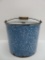 Blue graniteware pail, robin egg mottled, rust noted, 9