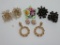 Costume jewelry, Vogue beaded earrings, goldtone hoops, porcelain English pin/earrings, floral